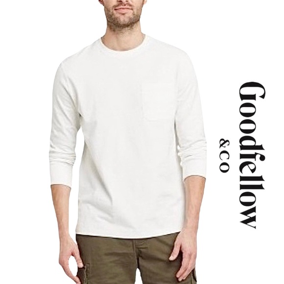 Goodfellow & Co Other - Goodfellow Co Men’s Feather White Long Sleeve Standard Fit Chest Pocket T-Shirt